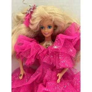 Vintage-Mattel BARBIE Doll-Body 1966-Head 1976-Hot Pink/Silver Accent Dress